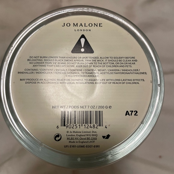 Jo Malone London empty candle jar w/pink rose blush scent label and original lid - Picture 4 of 8